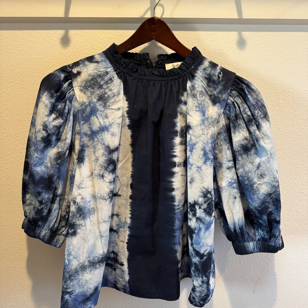 Sea New York Blue and White Tie-Dye Ombre Blouse Celestial Top